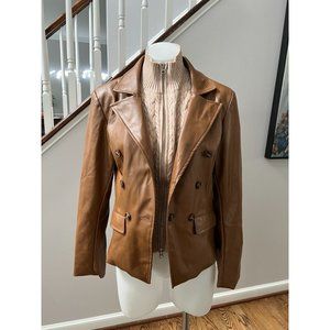 Central Park West Brown Leather Blazer